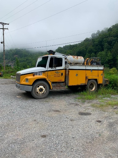 2001 Freightliner FL60 Mechanics Truck, Hose Reels, Crane, Air Compressor, 6-Speed Manual