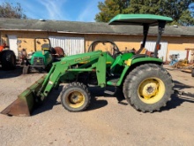 John Deere 4700 Tractor, Diesel, PTO, w/ John Deere 460 Front-End Loader & Bucket