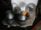 (3) Small Metal Cans and Heater