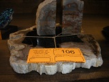 Petrified Wood Book Ends and Plate