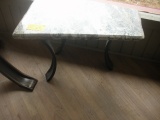 Tan Marble Side Table Odd Shape