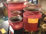 Red metal milk can candle holders