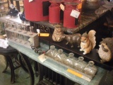 Small glass jars animals and stand