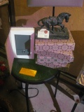Book Safes table and hors lamp