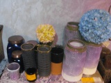 Vases blue glass jars