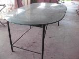 Glass Top Table with Metal Base