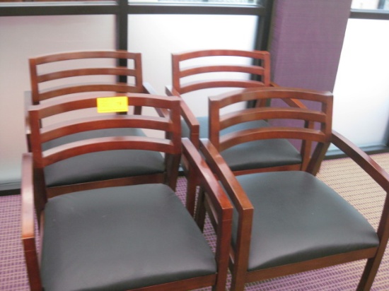 5 Wooden Padded Seat Guest/Arm Chairs