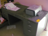 Office Lot (2) Metal Desks Cat Manuals (2) Printers