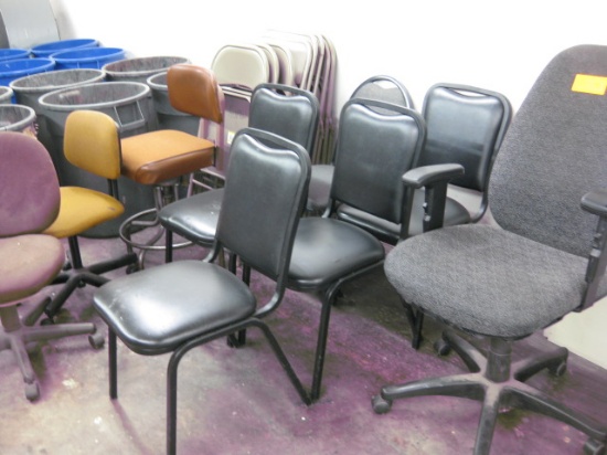 Misc(8)  Folding Chairs (5) Stack Chairs and (4) Task Chairs