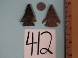 Pair of Authentic Heavily Pinetree Indian Artifact Arrowheads (2 x $)