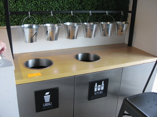 Stainless Steel op Dump Stations with wooden top and Rack