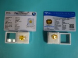 Two Loose Yellow Sapphire Certified Gemstones 10.77Ct. And 11.20 Ct (2 x $ )