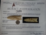 Outstanding Authentic Paleo Clovis Point Artifact Arrowhead with COA