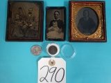 Civil War Era-Three Tintype Photos in Case with 1864 Indian Head Penny (2 x $ )