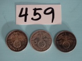 (3) Five Reichmark 80% Pure Silver German Coins (3 x $ )