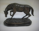 Bronze Horse with Dark Green marble base