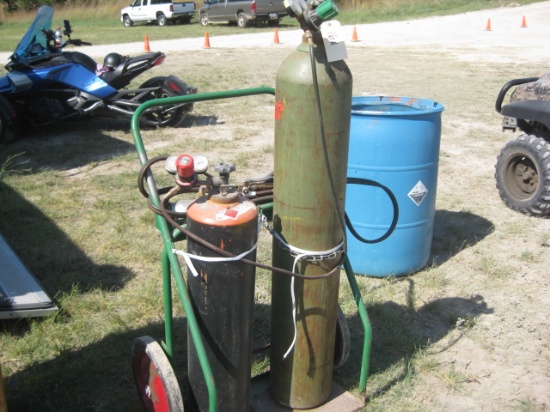 Oxygen and acetylene Cutting torch Dolly and Bottles
