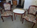 Marble Top Table and 2 Chairs