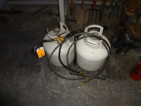 2 Propane Bottles and Pear Burner