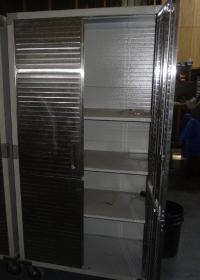 Two Door Metal Storage Cabinet on Wheels 18"x64"