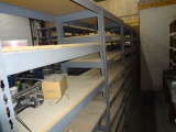 5 Sections of metal shelving with press wood shelfs Contents Not Included