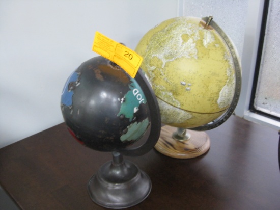 (2) World Globes one Bronze