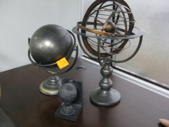(3) World Globes Bronze