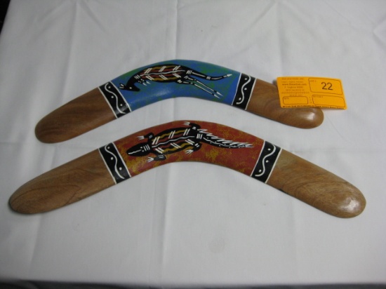 (2) Hand Painted by Michael Connolly Boomerangs