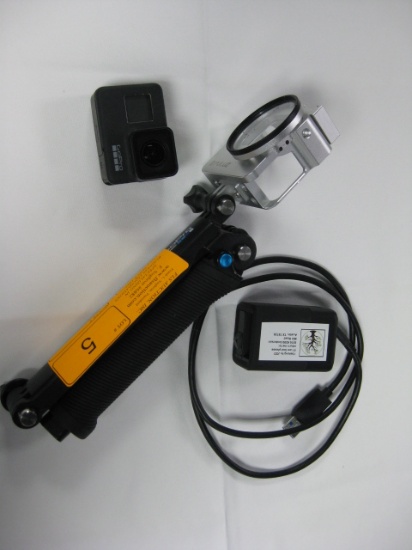 GoPro Camera and pole with charger Silver