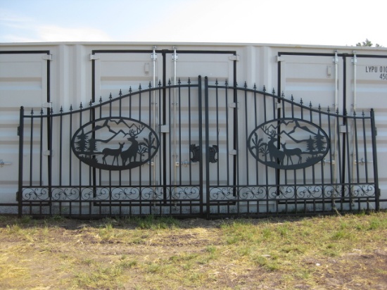 Double Iron Gate with Deer Scene 20'