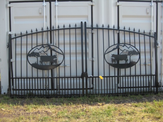 Double Iron Gate with Cow Scene 14'