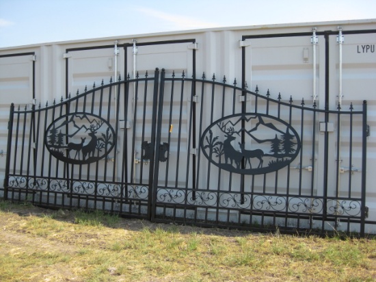 Double Iron Gate with Deer Scene 20'