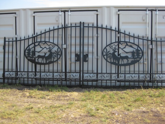 Double Iron Gate with Deer Scene 20'
