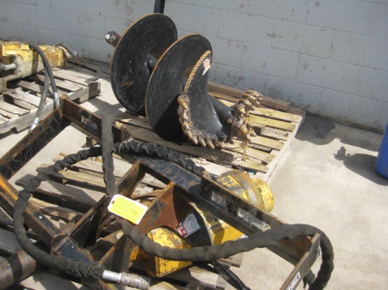 Hyd. Post Hole Skid Steer Attachment with Rock bit Damaged