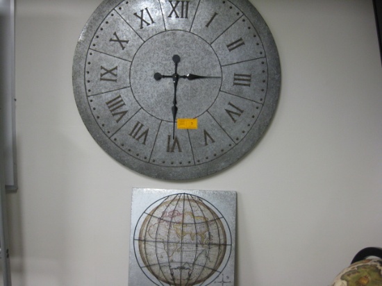 Large Wall Clock Western Hemisphere Print on Metal