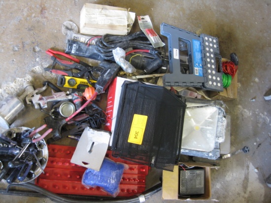 Misc tools spring light step trimer line test lights and wire office baskets work light and misc.