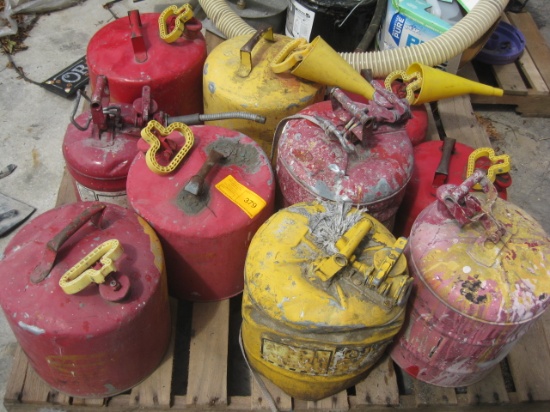 10 used fuel cans on pallet