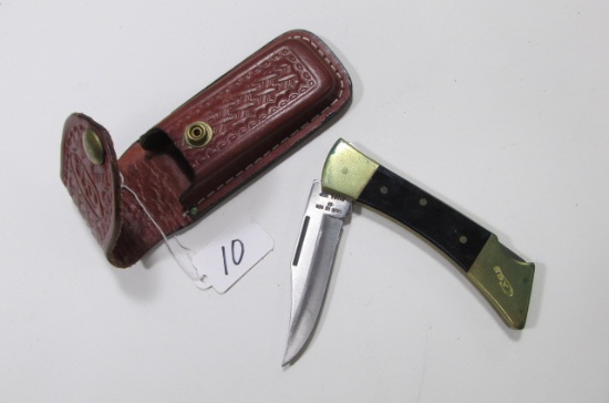 Case Model 2159L-SSP Folding Lock Blade Knife with Case Leather Sheath