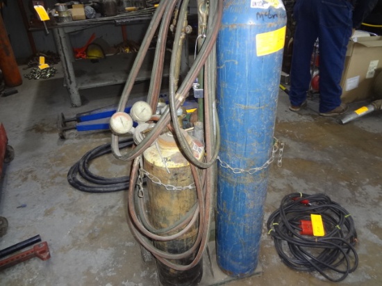 Oxygne and Acetylene cutting torch and dolly with bottles