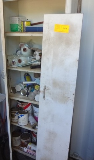 White Cabinet and Contents Paint rollers, Spray and paint items
