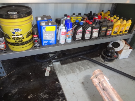 Shelf misc oil  Hyd oil and misc Approx 42 items