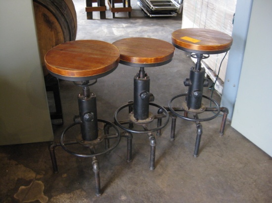 Metal Bar Stools with Wooden Top