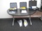 Half Round Office Tables On Wheels 2X$