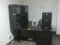 L-Shape Desk, 2 over Stuff Chairs HP Printer chair mat