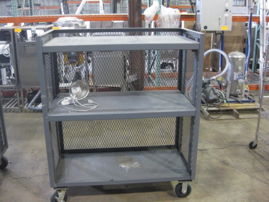 Gray Metal Security Cage on Wheels