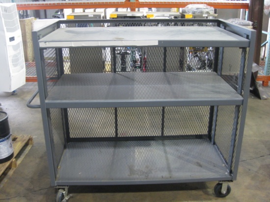 Gray Metal Security Cage on Wheels