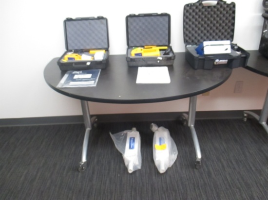 Half Round Office Tables On Wheels 2X$