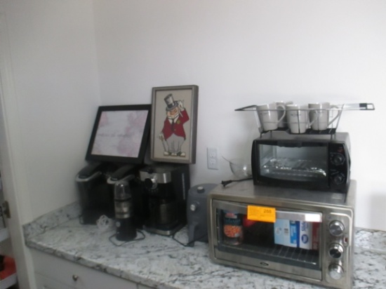 Toaster Oven (2) Keurig Coffee Makers, Grinder