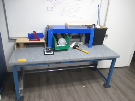 Metal Work Table and Totes misc