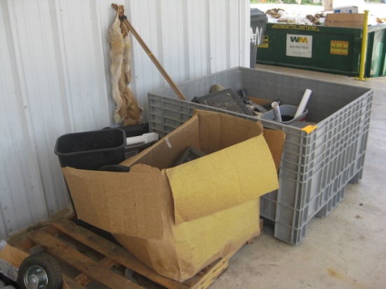 Gray Plastic Tote and Contents